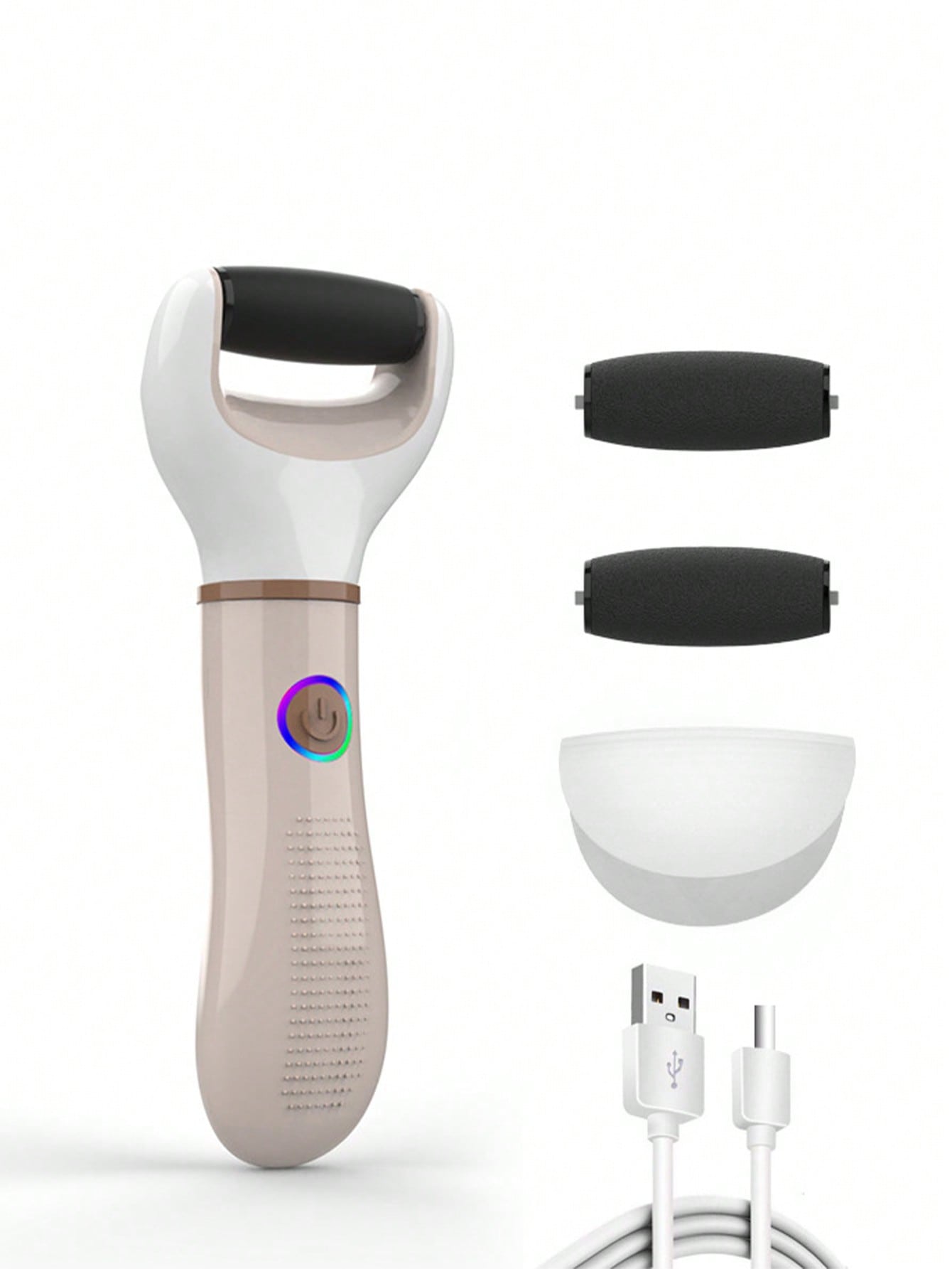 1set Portable Usb Rechargeable Electric Foot File With High Speed Rotations, Powerful Motors, Micro-Abrasive Particles, Sanding Head, One-Button Controls & Ergonomic Grips For Removing Dead Skin And Calluses From Feet
