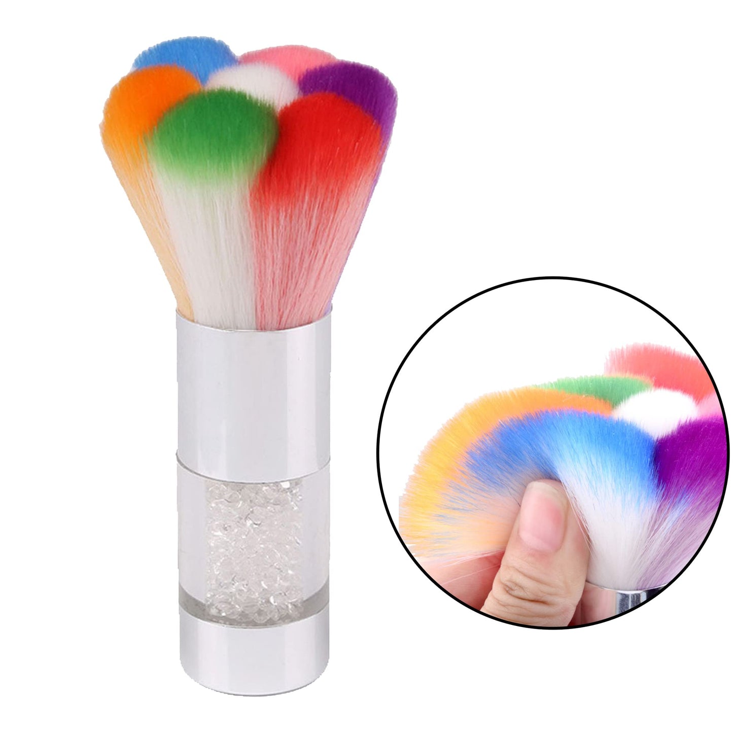YOTOZU Colorful Fingernail Nail Art Dust Brush Rhinestones Remover Powder Brush Cleaner For Acrylic&UV Nail Gel Powder Nail Art Dust Remover Brush,Silver