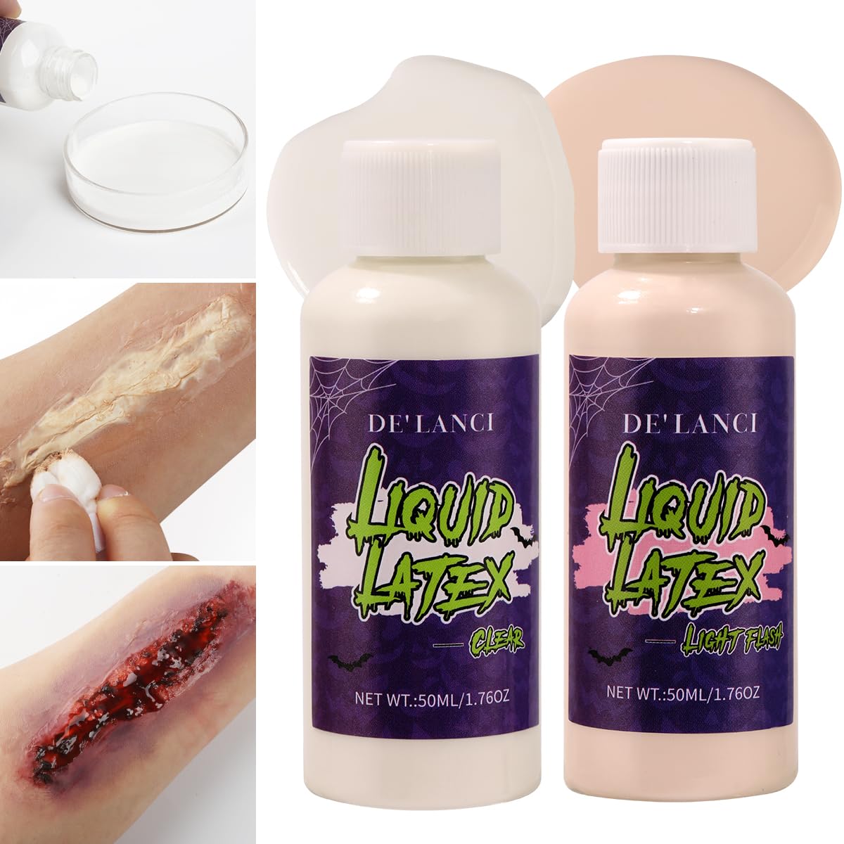 2 Pcs Liquid Latex Sfx Makeup Halloween liquid Latex Makeup,Special Effects Makeup For Scar Cut Wound Peeling Skin Wrinkles Monster Zombie,Latex Glue for Skin,Prosthetic Glue