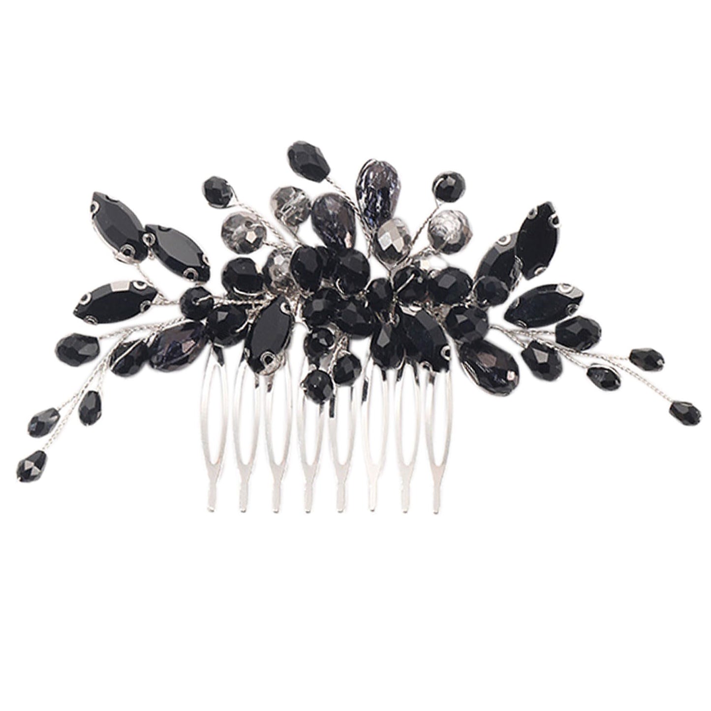 AUNEAL Hair Accessories for Women and Girls Bride Wedding Hair Comb Black Crystal Side Comb Bridal Hair Piece Leaf Headpiece Bridesmaid