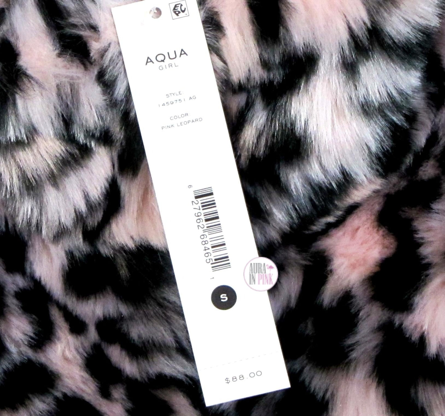 Aqua Girl Pink Leopard Print Faux Fur Plush Coat