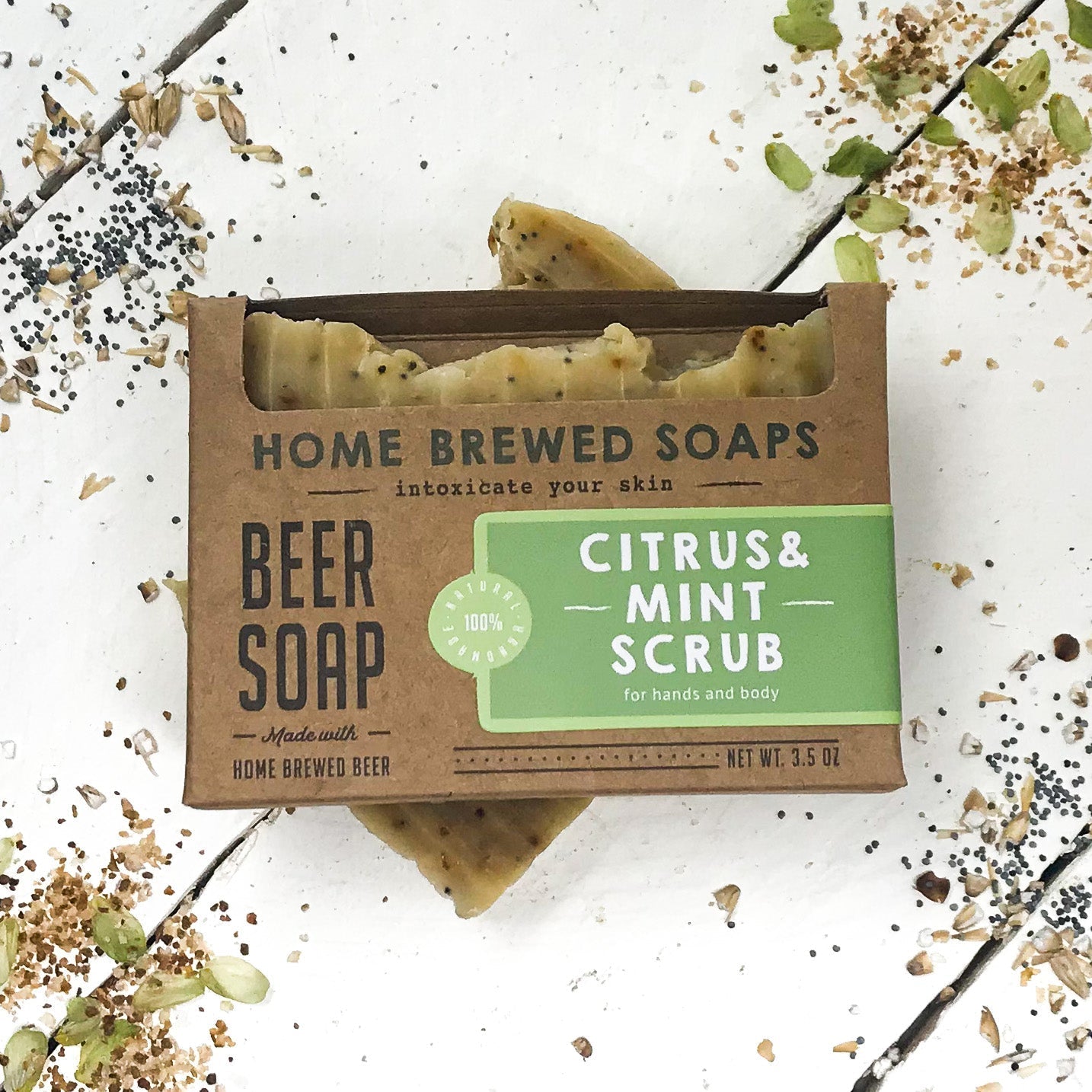 Beer Soap - Citrus & Mint Scrub - Natural Soap - Exfoliating by Home Brewed Soaps