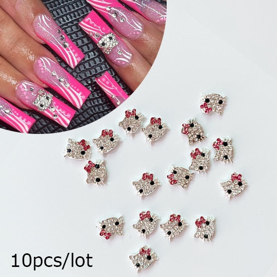 3D Kawaii Pink Cat False Nails