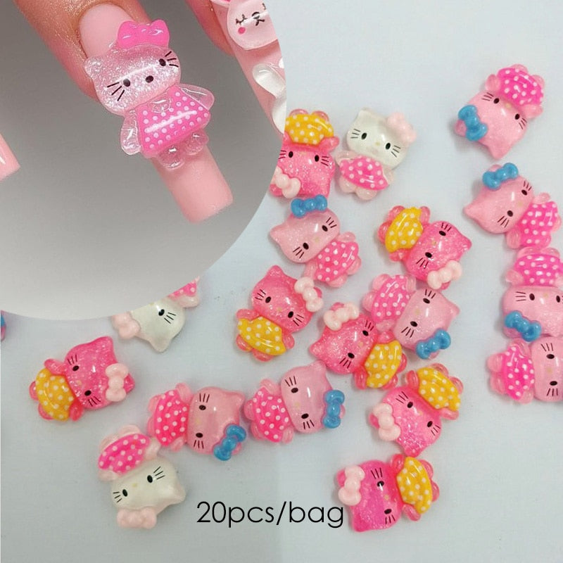 3D Kawaii Pink Cat False Nails