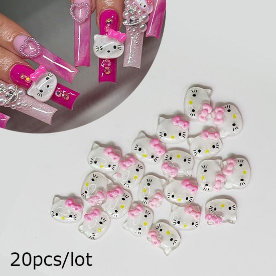 3D Kawaii Pink Cat False Nails