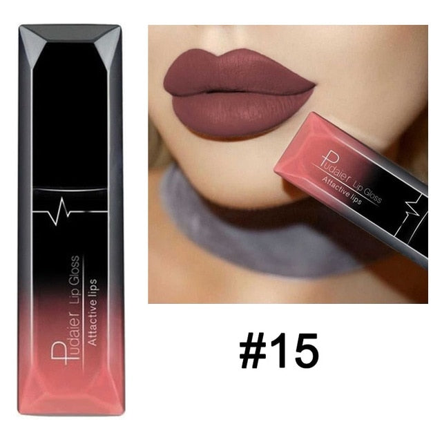 Waterproof Nude Matte Velvet Glossy Gloss Lipstick Lip Balm Sexy Red Lip Tint 21 Colors