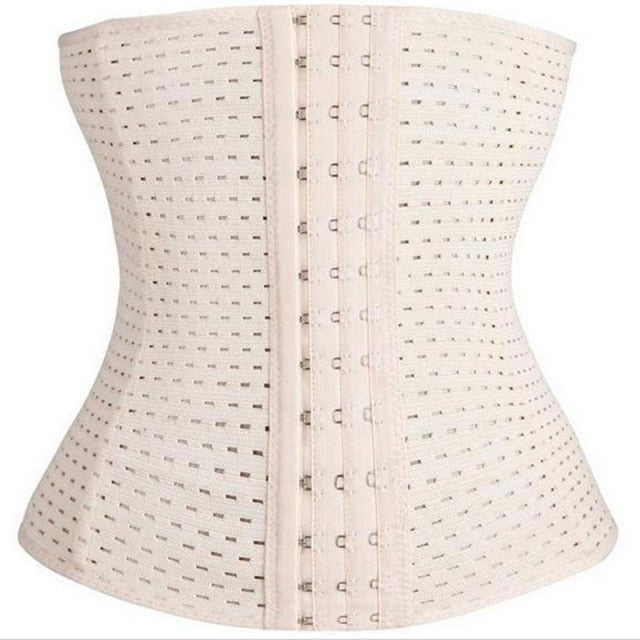 Women Latex Waist Trainer Body Shaper with Zipper Cincher Corset Top Slimming Belt