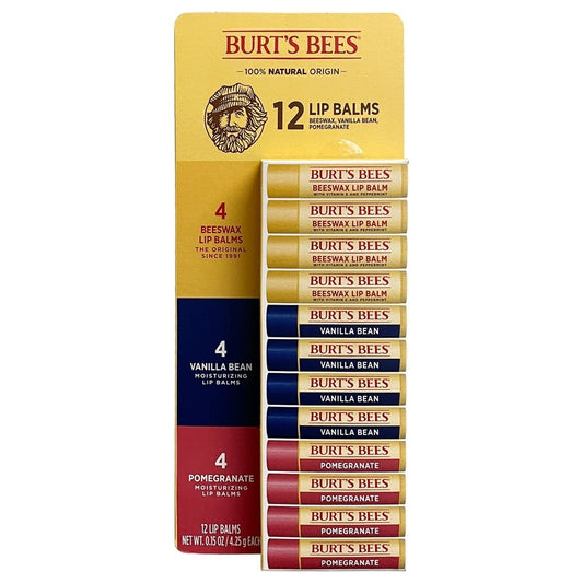 Burt's Bees 100% Natural Origin Moisturizing Lip Balm- 12Pcs