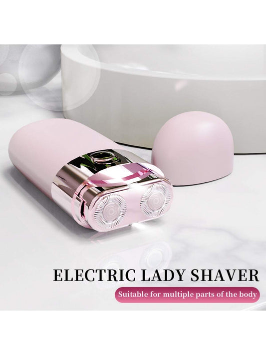 1pc Women's Electric Shaver, Usb Rechargeable Double Blade Leg & Underarm Hair Removal Tool