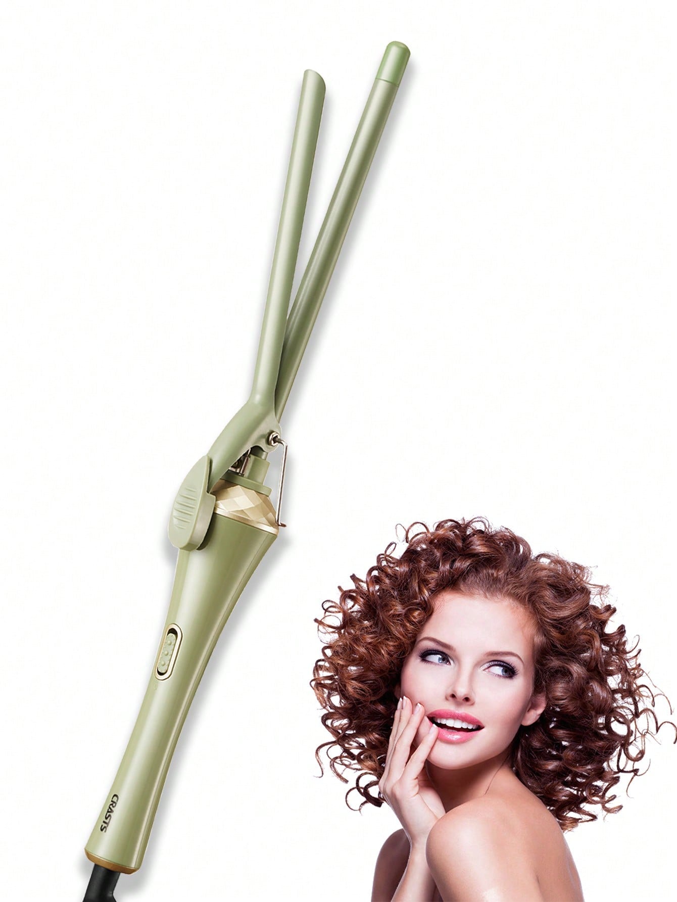 13mm Wool Roll Avocado Green One Key Switch Quick Heating Roller Curling Iron Y010-22, Suitable For Home Or Travel Use
