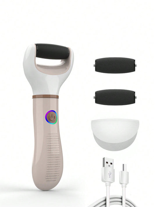 1set Portable Usb Rechargeable Electric Foot File With High Speed Rotations, Powerful Motors, Micro-Abrasive Particles, Sanding Head, One-Button Controls & Ergonomic Grips For Removing Dead Skin And Calluses From Feet