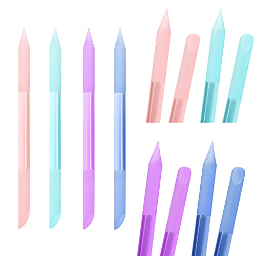 4Pcs Glass Cuticle Pusher, heemeei Dual-Ended Manicure Stick, Crystal Cuticle Pusher Glass File, Professional Precision Filing Cuticle Remover, Manicure Pedicure Tools for Nails and Cuticles Care…