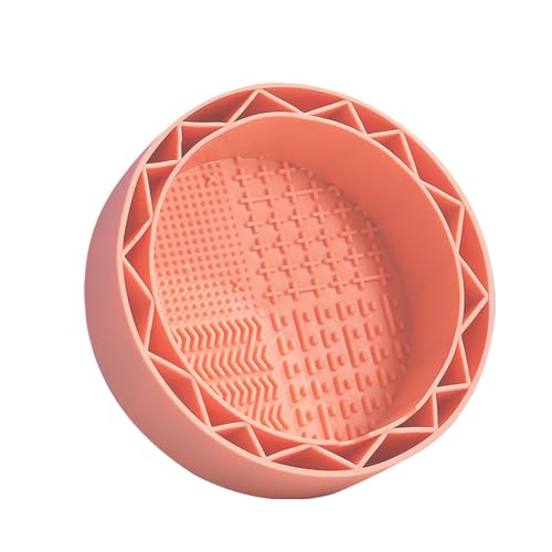 3 in-1 Makeup Brush Cleaner, Sillicon Brushes Cleaning Mat Brush Holder Bowl Prtable Cleaning Tool(Orange)