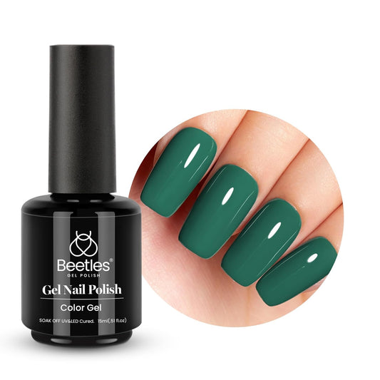 Beetles Gel Nail Polish, 1 Pcs 15ml -Emerald Green Color Gel Nail Polish Soak Off Uv LED Nail Lamp Gel Polish Nail Art Manicure Salon DIY Home Solid Gel 0.5Oz