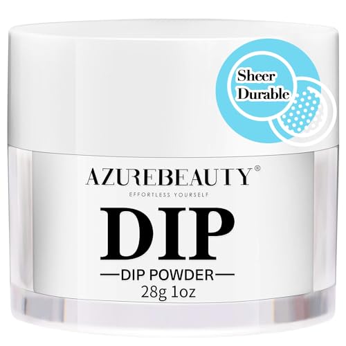 AZUREBEAUTY Clear Dip Powder for Nails, Essential Transparent Dipping Build Powder Crystal French Art Starter Manicure Beginner DIY Salon Home Gift, 1 Oz/28g