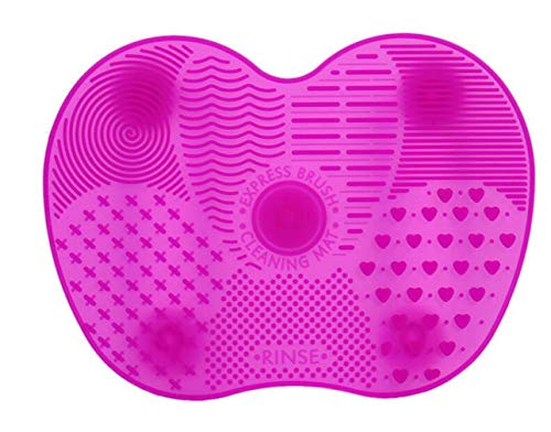 Brilaris Makeup Brush Cleaner Mat,Make Up Cleaning Mat Silicone Brush Cleaner Pad Portable Drying Washing Tool Scrubber with Suction Cup Small Size Purple