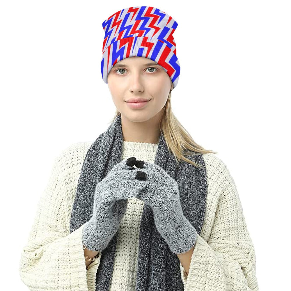 Bowie's Thunderbolts Cuffed Beanie (White)