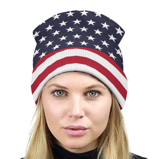 USA American Flag Stars & Stripes Cuffed Beanie