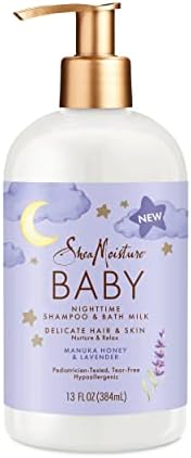 SheaMoisture Baby Shampoo & Bath Milk Manuka Honey & Lavender for Delicate Hair and Skin Nighttime Skin and Hair Care Regimen 13 oz