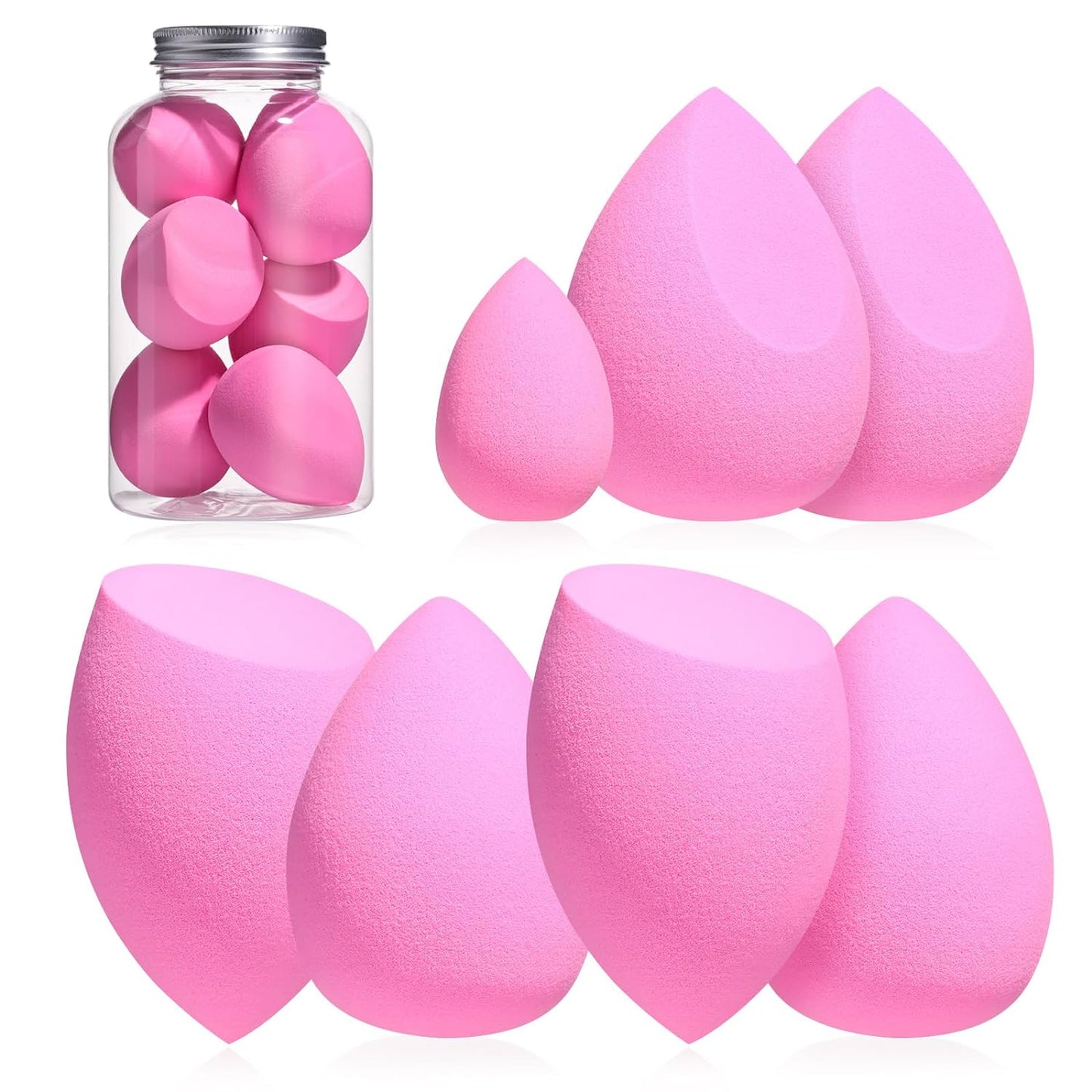 Makeup Sponge Set BS-MALL Blender Sponges 7 Pcs for Liquid, Cream, and Powder, Multi-colored with 1 Mini Makeup Sponge Pink (F-Pink)