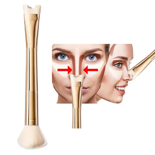 Contour Nose Brush For Nose Contourning for Precision U Shape, Sculpting and Defining the Nose 2-in-1, Ultra Precision, Soft Innovative Dual-End Gold Brush