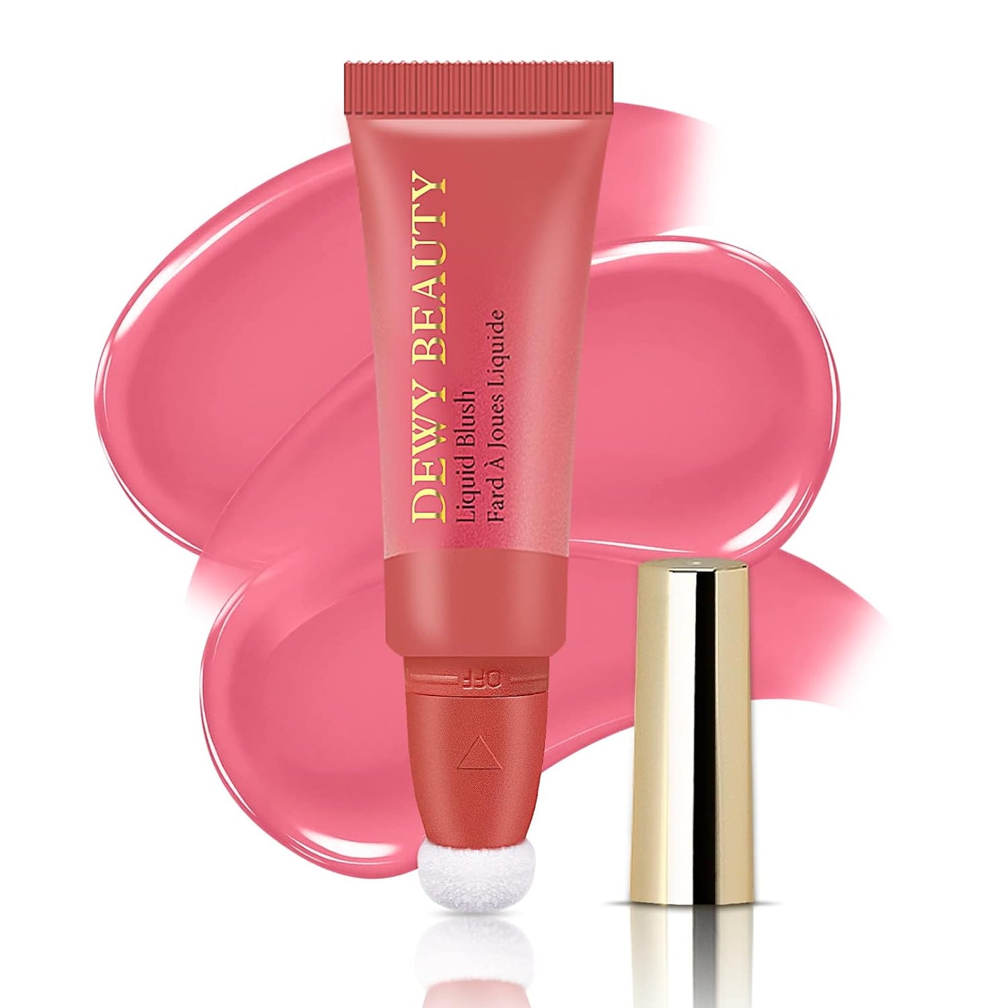 LSxia Liquid Blush Makeup Wand, Cream Liquid Blush with Cushion Applicator For Cheeks Tint, Natural-looking, Glow Dewy Finish, Weightless Blendable Liquid Blush Stick | #103 EBULLIENT-Cool Pink