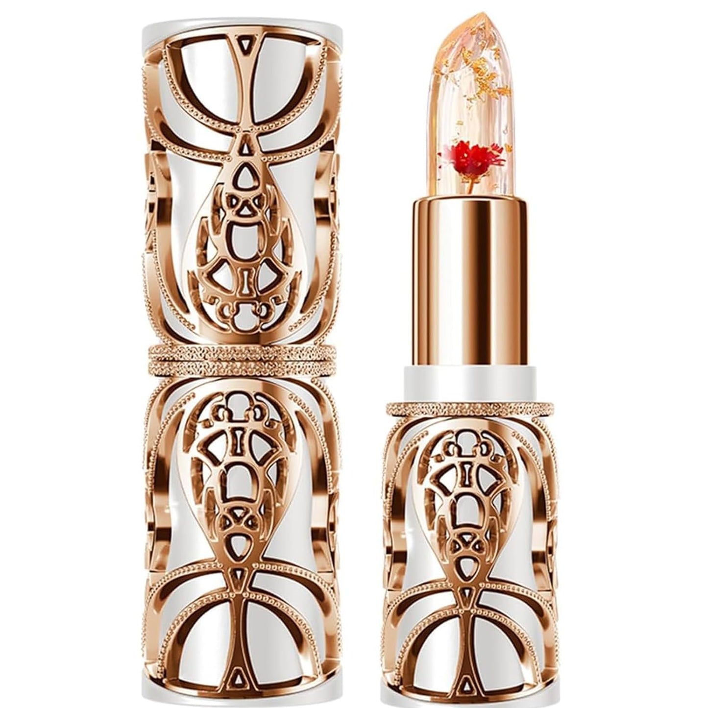 Rosarden Crystal Jelly Flower Lipstick, Ph Lipstick Color Changing, Clear Temperature Color Changing Lip Gloss, Color Changing Lipstick Long Lasting Waterproof, Lip Tint Lip Balm with Flower Inside