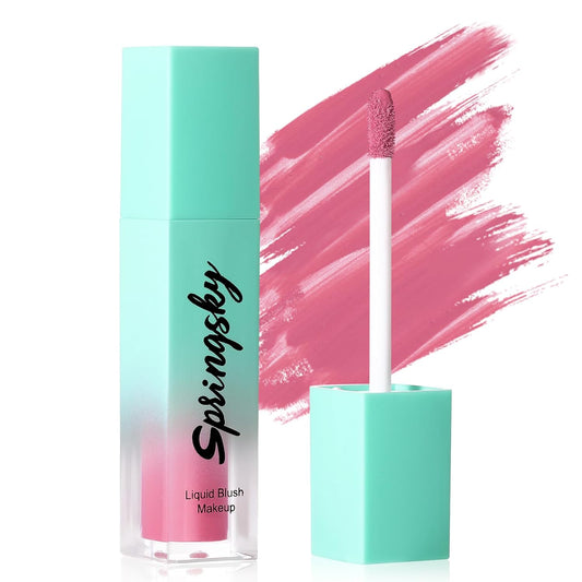 SPRINGSKY Liquid Blush, Soft Moisturizing Matte Blush, Blendable Face Blush for Cheeks, Long-Wearing Smudge-Proof Natural Blush Liquid - 03 Peachy-Pink