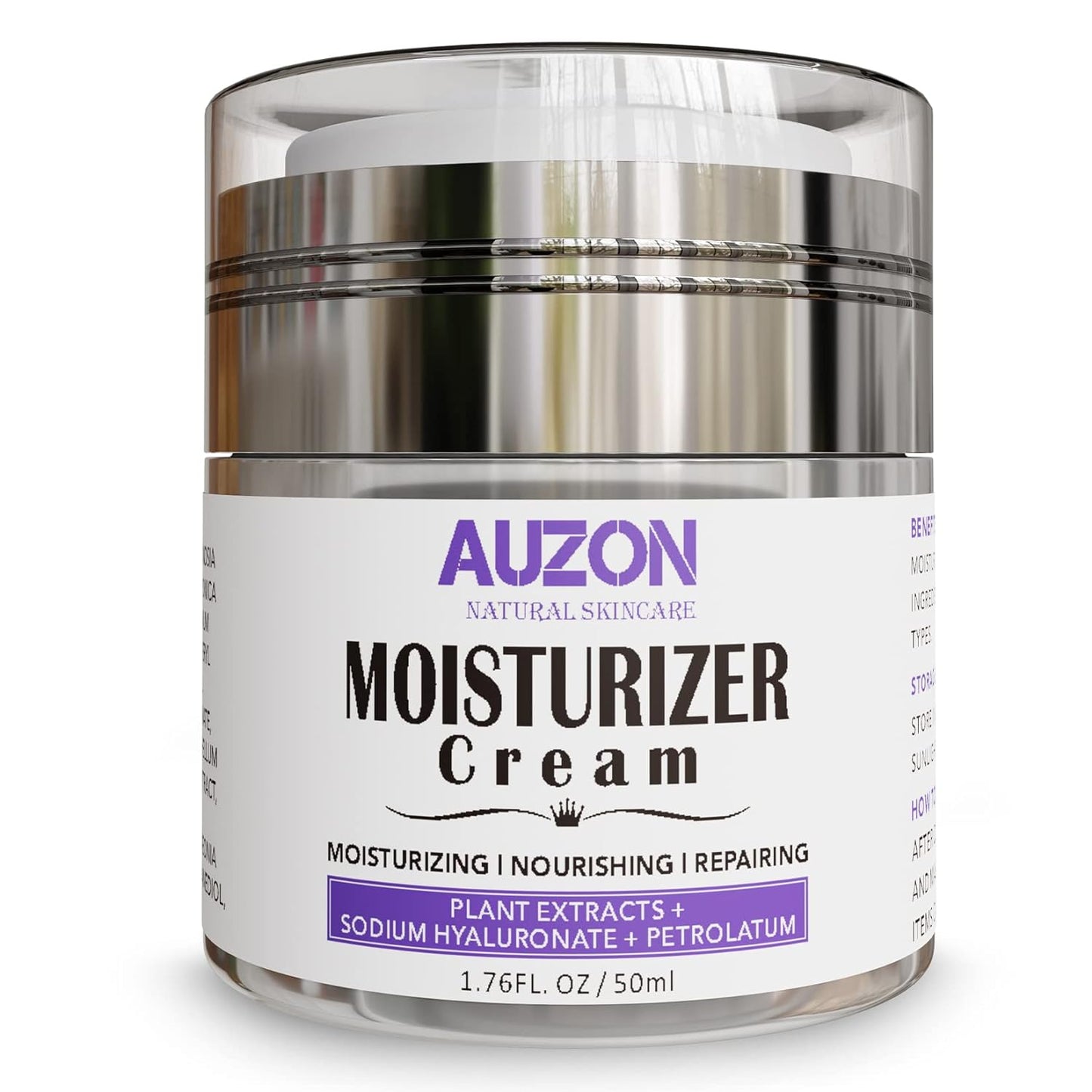 AUZON Moisturizing Face Cream Ð Natural Face Cream with Hyaluronic Acid, Plants Extracts Ð Intensive Hydration Hyaluronic Acid CreamÐFacial Moisturizer for All Skin Types Ð Hydrating Face Moisturizer