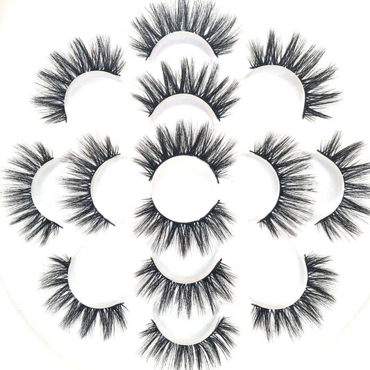 Sunniess 5D Volume False Eyelashes Faux Mink Soft Lashes Makeup Long Cross Handmade Reusable Fake Eyelashes