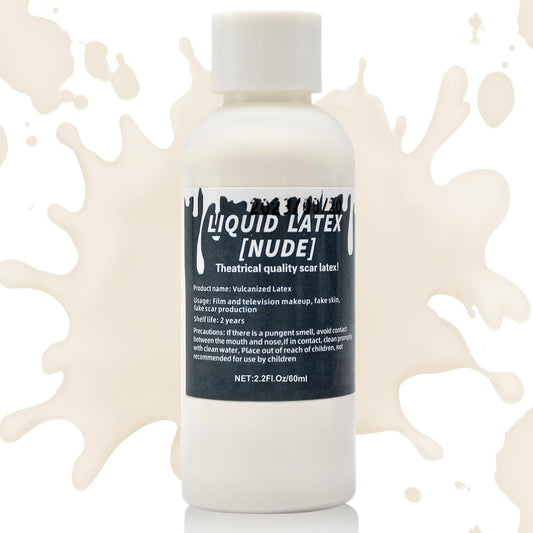 2.2 fl oz Liquid Latex Halloween SFX Makeup Kit, Clear Adhesive Latex Glue for Skin Special Costume Effects for Realistic Scar Cut Wounds Peeling Skin Wrinkes Burns, Light Flesh Body and Face Glue