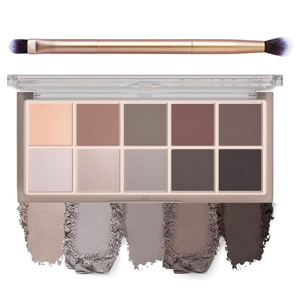 BestLand Matte Nudes Eye Shadow Palette - Ultra Pigmented Blendable and Long-Lasting Cool Toned Eyeshadow with Brush - Eye Makeup for Smok, Natural and Bold Looks (Cool Cement)