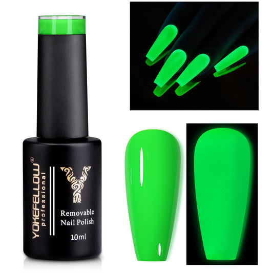 YOKE FELLOW Halloween Gel Nail Polish, 10ML Glow in the Dark Green Gel Polish Fall Winter Gel Soak Off Nail Art for Women Girls Nail Lamp Needed