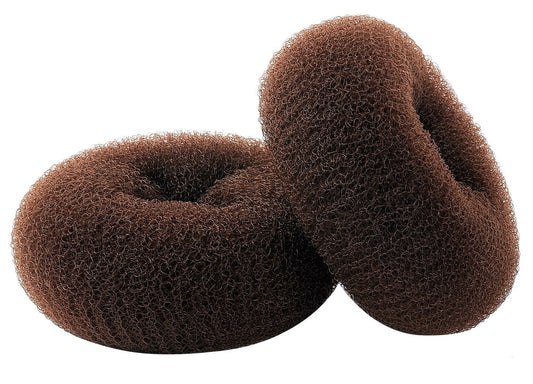 ClothoBeauty 2 pieces Extra Large Size Hair Bun Donut Maker, Ring Style Bun, Women Chignon Donut Buns Doughnut Shaper Hair Bun maker (4.3 in. For Thick and Long Hair) (Brown)