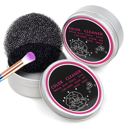 2 Pack Color Removal Sponge Dry Makeup Brush Quick Cleaner Sponge Removes Shadow Color from Your Brush without Water or Chemical Solutions Compact Size for Travel