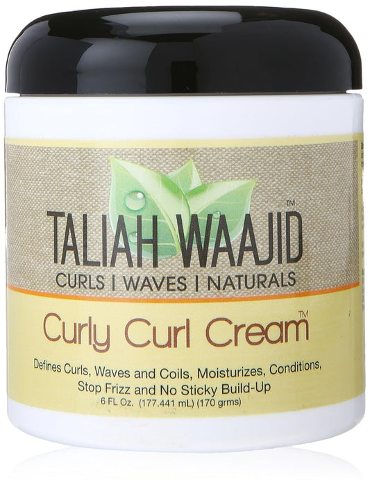 Taliah Waajid Curls Waves Natural - Curly Curl Cream | Extreme Curl Definition Hair Styling Gel | No Build-up or Frizz | 100% Paraben Free | Shea Butter & Sage - 6oz (U016)