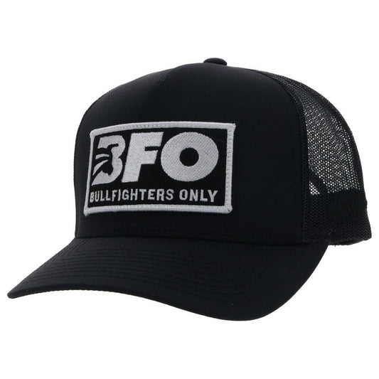 "BFO" Black w/Black/White Rectangle Patch Hat