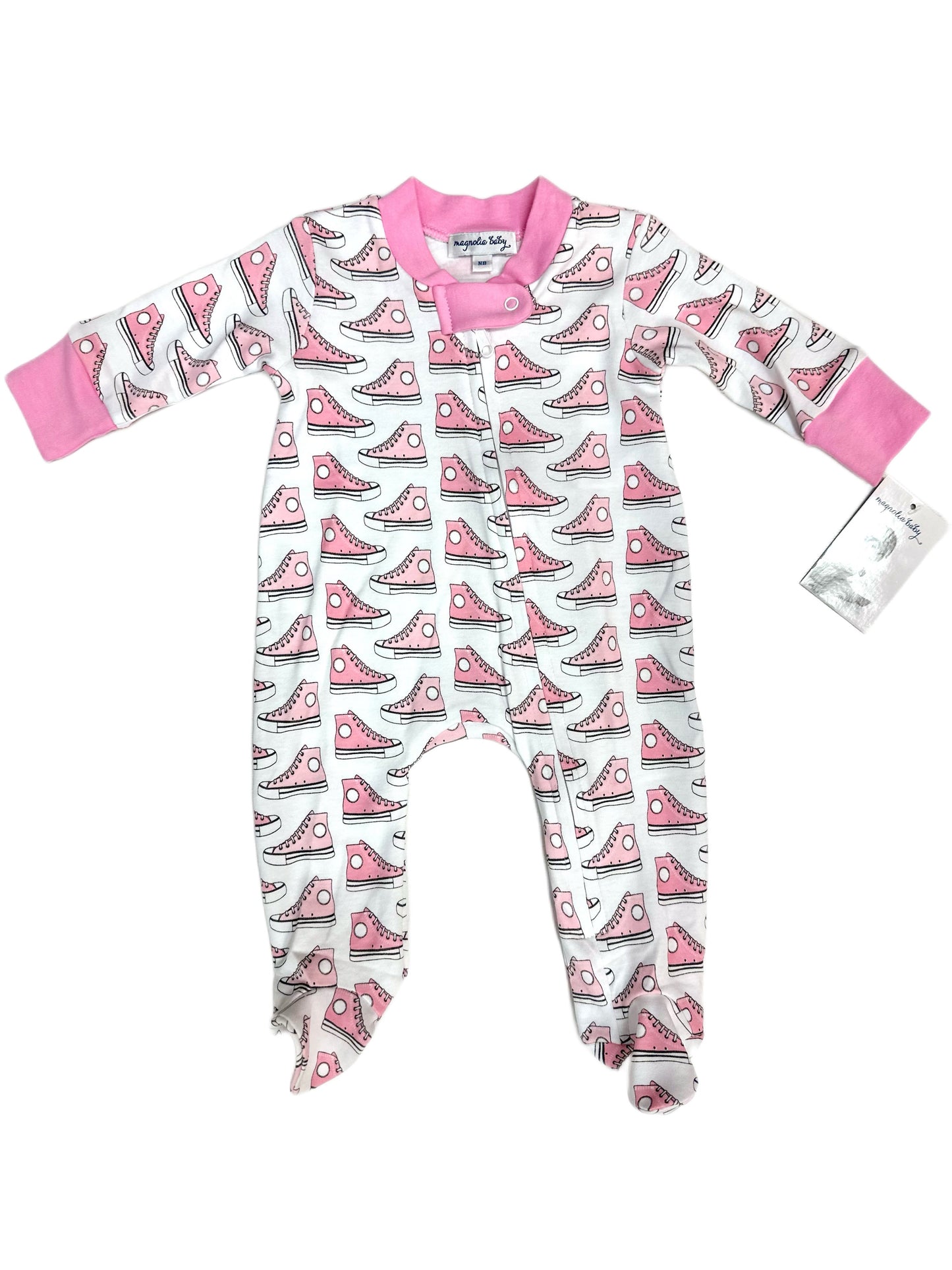 Sneakers Printed Zipper Footie, Pink