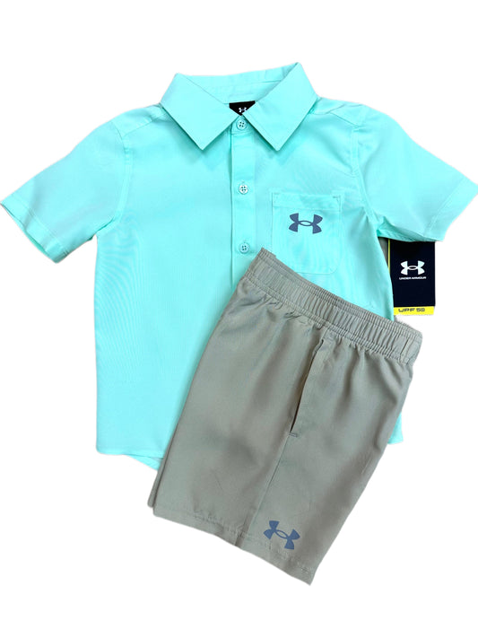 UA Woven Shirt Set, Aqua Foam