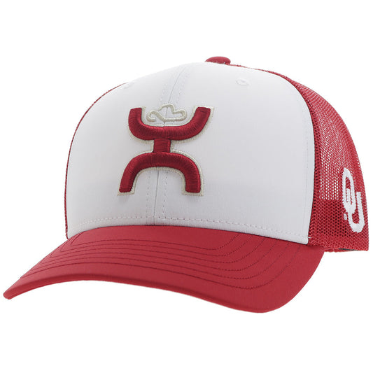 "University of Oklahoma" Hat White/Crimson /White w/Hooey Logo