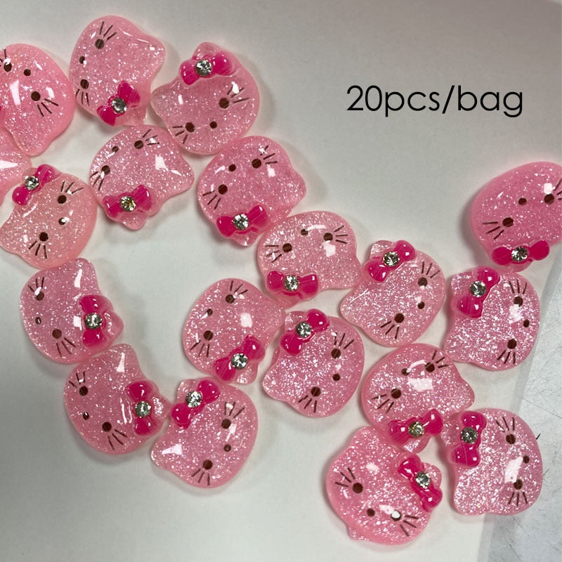 3D Kawaii Pink Cat False Nails