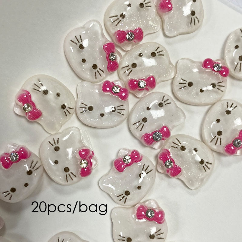 3D Kawaii Pink Cat False Nails