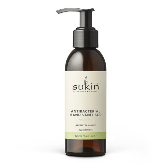 Sukin Natural Antibacterial Hand Sanitiser Gel Pump 125mL - Green Tea & Mint