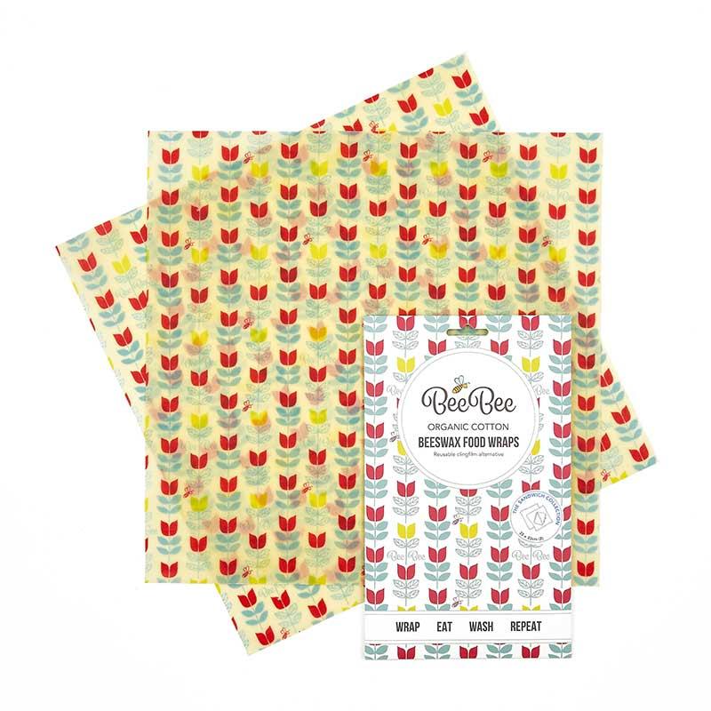 tulip print beebee wraps sandwich pack 2 pack