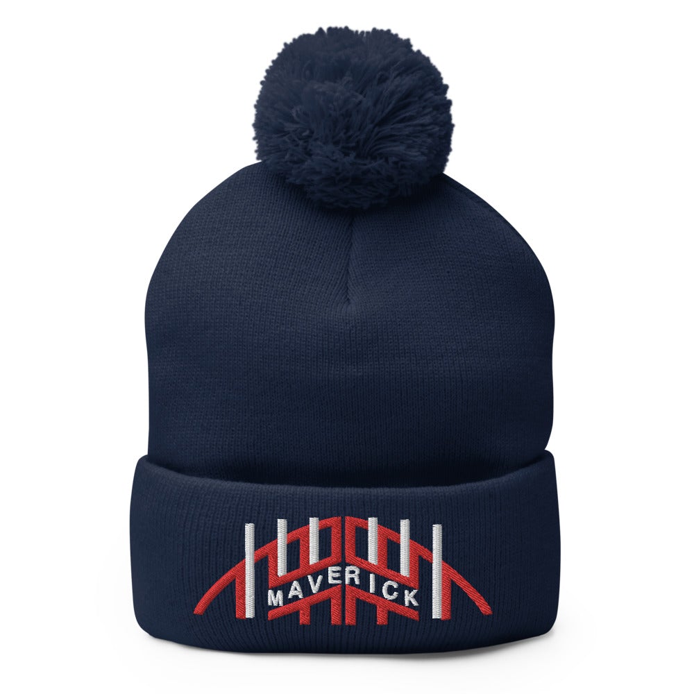 Top Gun Embroidered Pom-Pom Beanie With Top Gun Helmet Graphic
