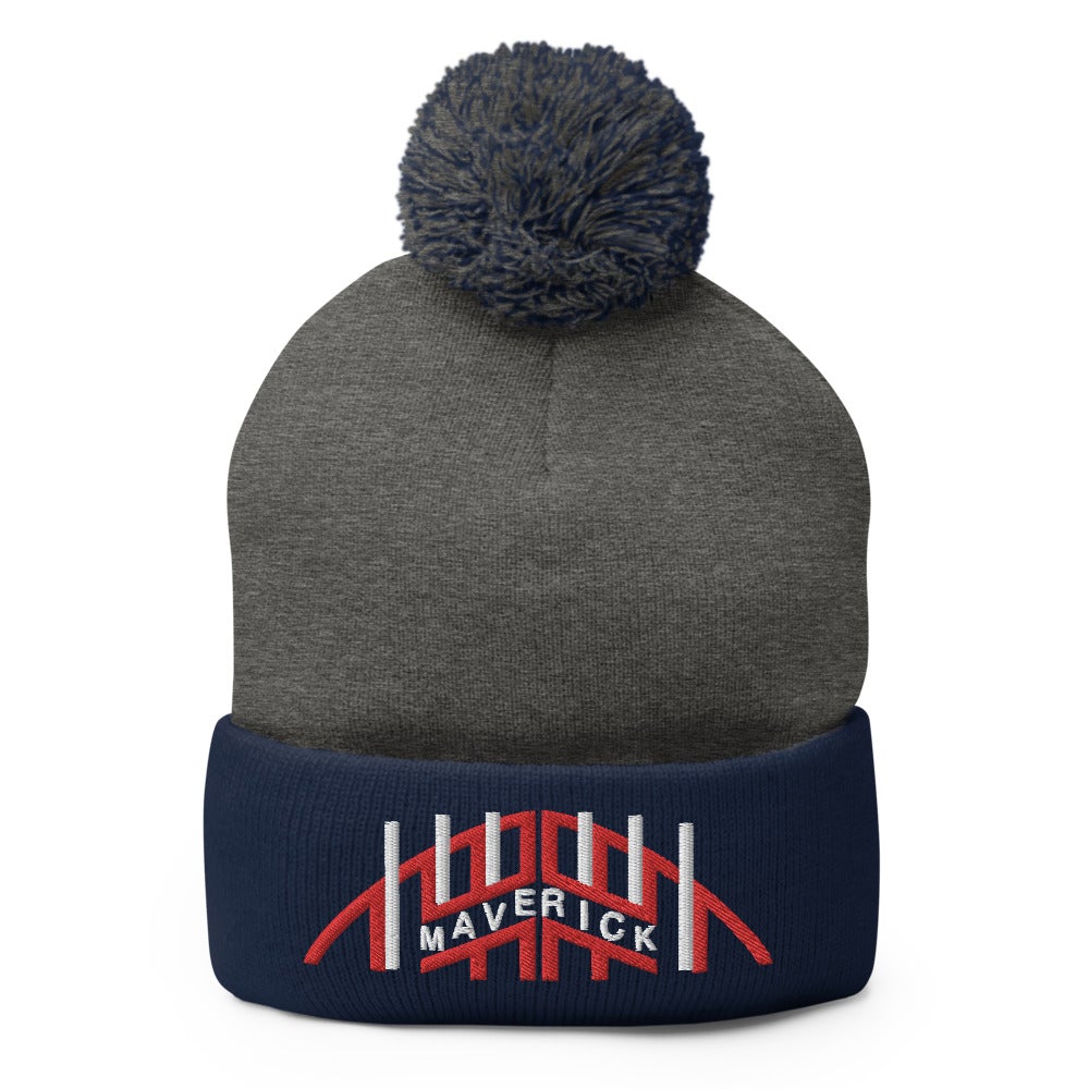 Top Gun Embroidered Pom-Pom Beanie With Top Gun Helmet Graphic