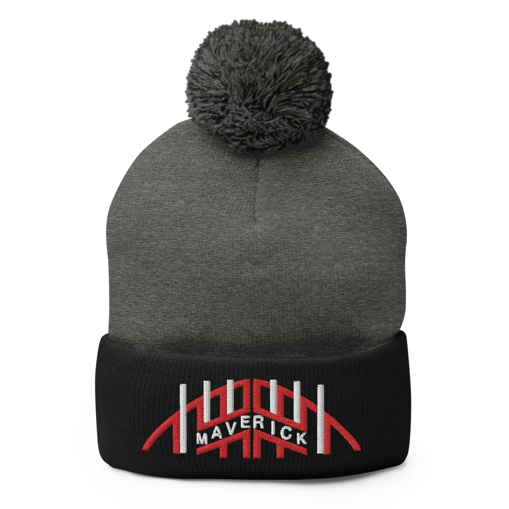 Top Gun Embroidered Pom-Pom Beanie With Top Gun Helmet Graphic