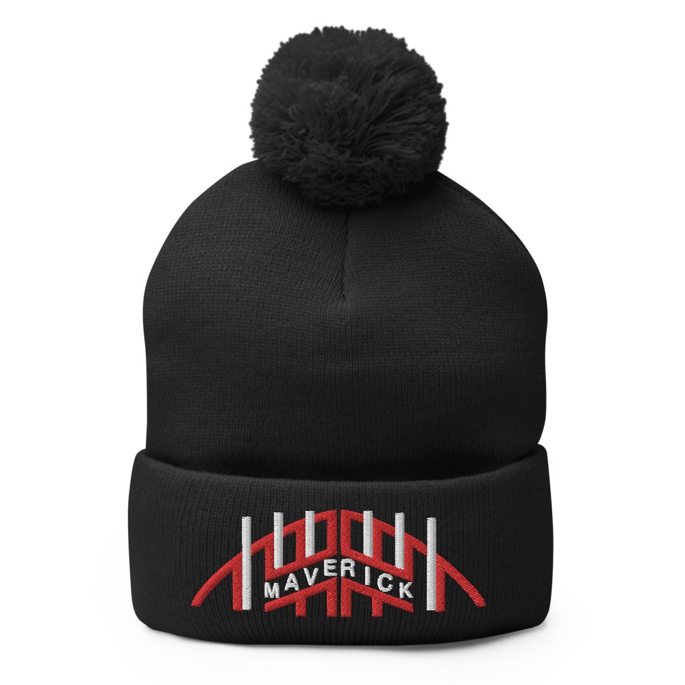 Top Gun Embroidered Pom-Pom Beanie With Top Gun Helmet Graphic