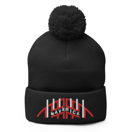 Top Gun Embroidered Pom-Pom Beanie With Top Gun Helmet Graphic