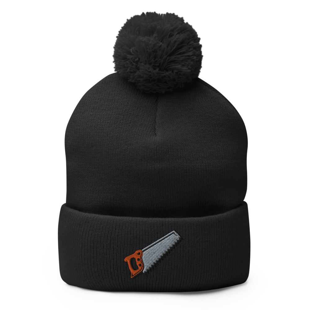 Wood Saw | Funky Hipster - Handyman Dad Hat Pom-Pom Beanie